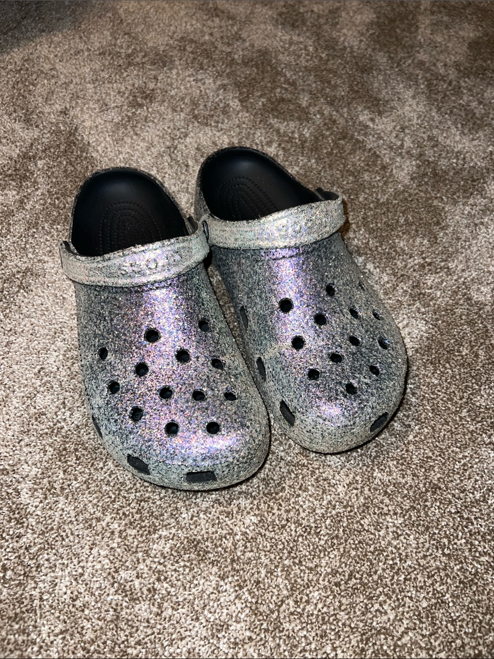 Adults Glitter Clog Shoes - Silver Sparkle